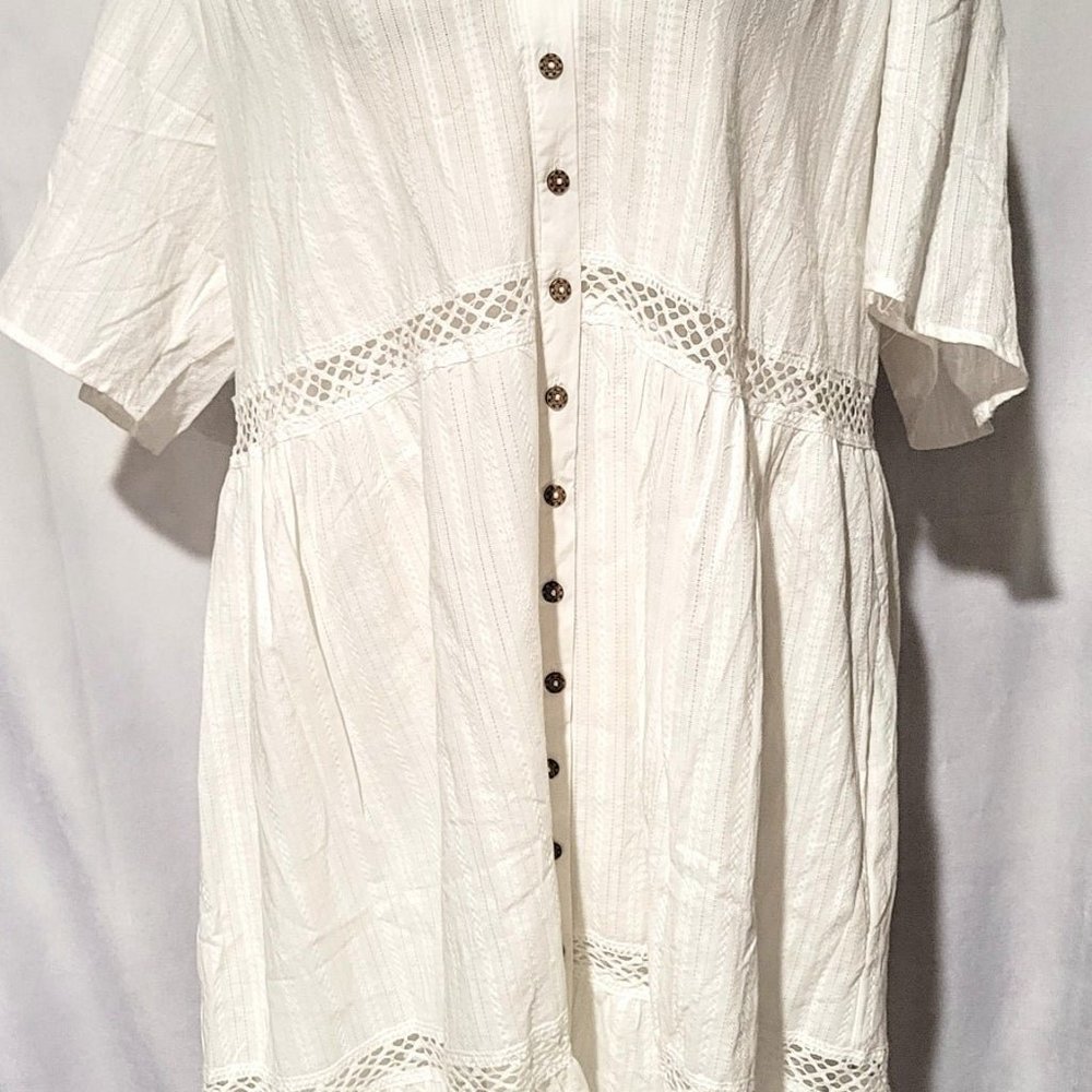New 2x Knox Rose White gauze Boho Dress
